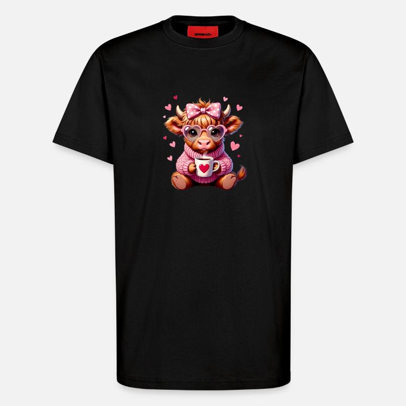 Süßes Liebes Kaffee Kälbchen Mit Herz - T-Shirt - made by SPREAD - SOLID BLACK
