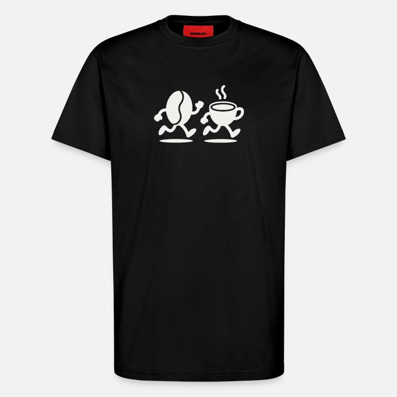 Caffeine Sprint: Bean & Cup Run - T-Shirt - made by SPREAD - SOLID BLACK