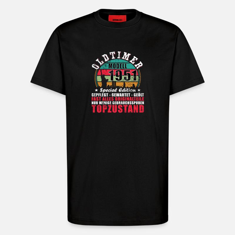 Édition spéciale Oldtimer Modèle 1951 anniversaire - T-shirt bio décontracté fabriqué en UE - SOLID BLACK