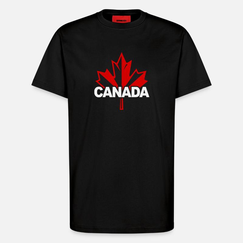 Red Maple Leaf Canada Logo - T-Shirt - made by SPREAD - SOLID BLACK