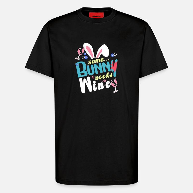 Some rabbit needs some wine - T-Shirt - made by SPREAD - SOLID BLACK