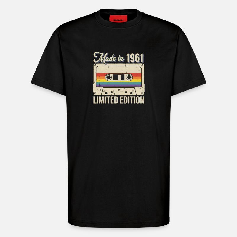 Fabriqué en 1961 - Édition limitée - T-shirt bio décontracté fabriqué en UE - SOLID BLACK