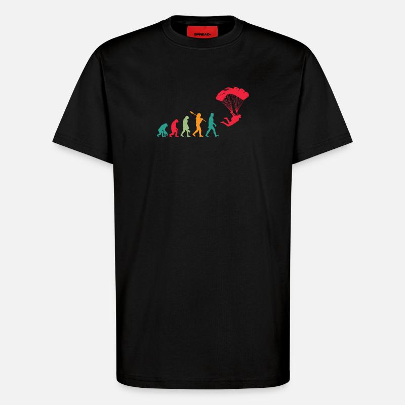 Fallschirm Evolution Fallschirmspringer - T-Shirt - made by SPREAD - SOLID BLACK
