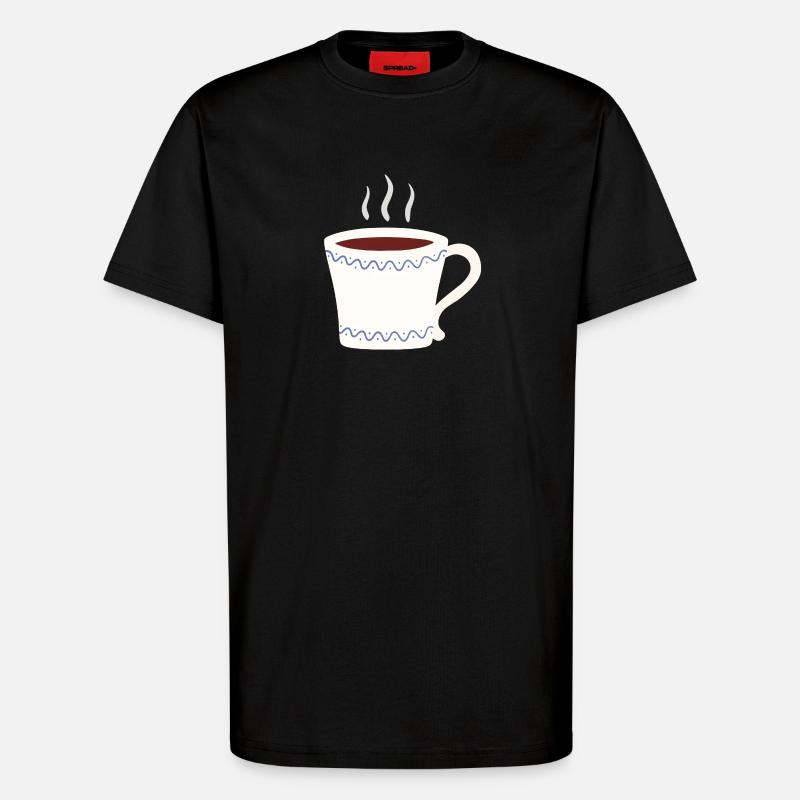 Dampfender Becher mit blauem Wave-Verschluss - T-Shirt - made by SPREAD - SOLID BLACK