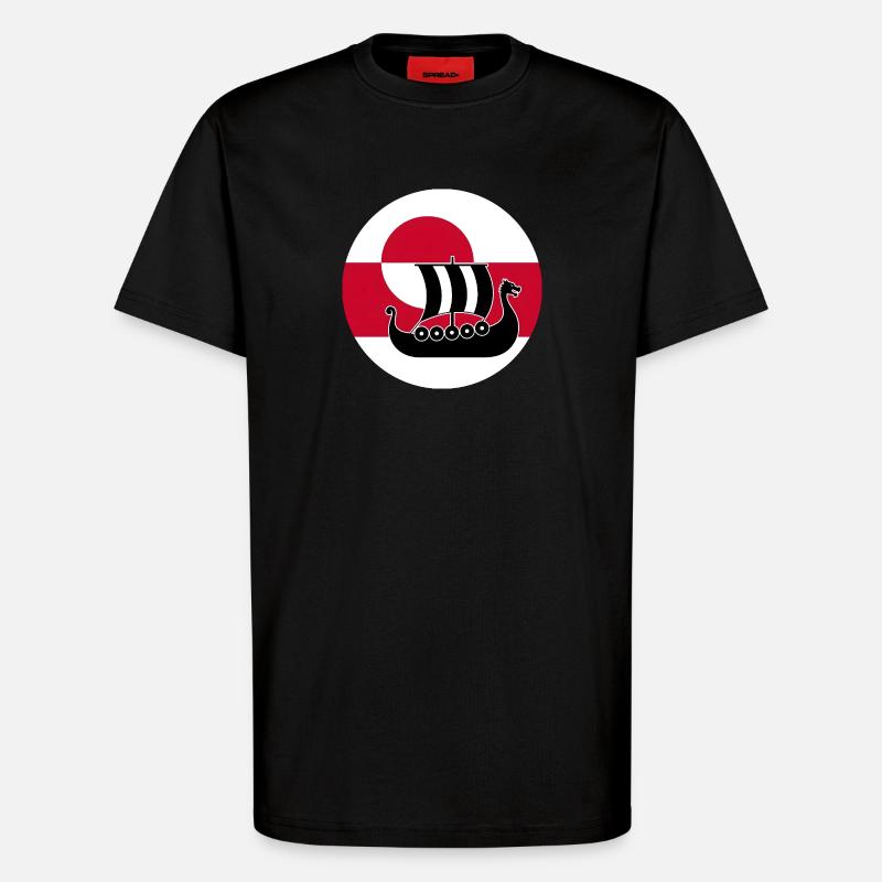 Langschiff-Design der grönländischen Flagge - T-Shirt - made by SPREAD - SOLID BLACK