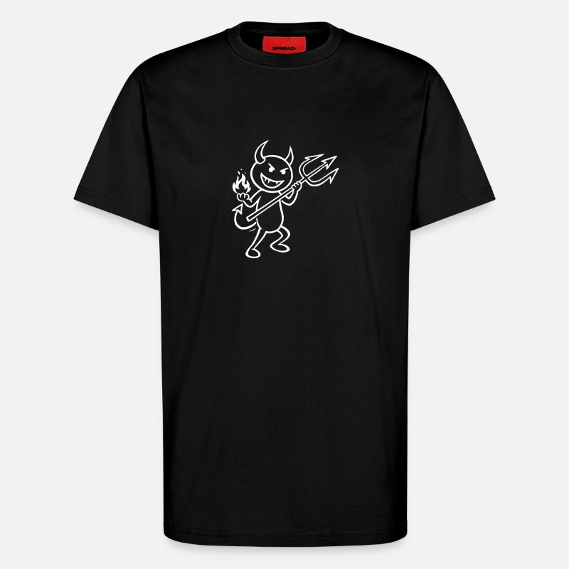 Devilish Flames - Devil with Flames - T-Shirt - made by SPREAD - SOLID BLACK