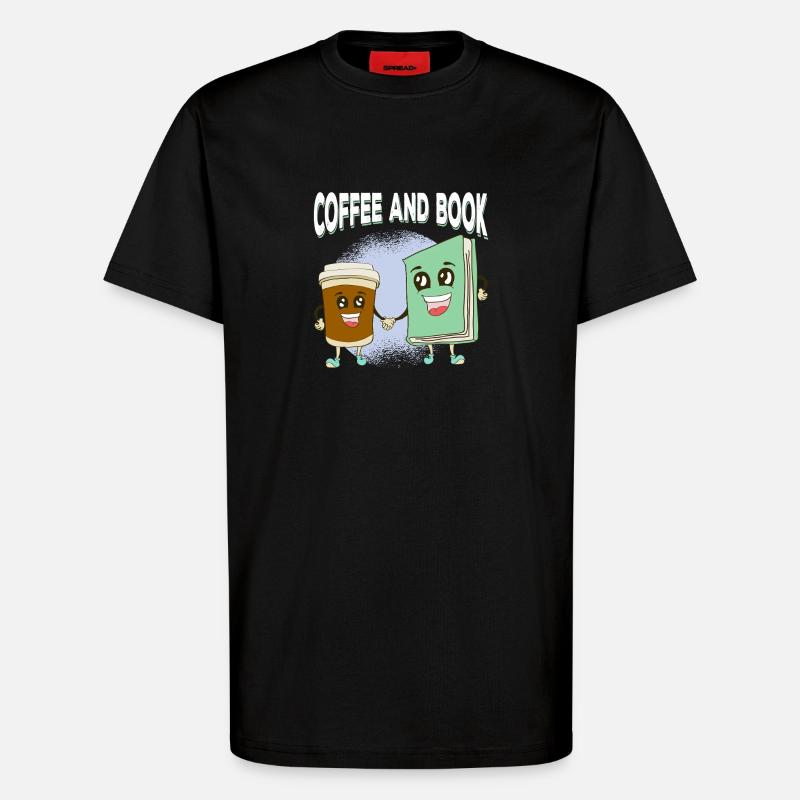 Kaffee trifft Buchfreundschaft - T-Shirt - made by SPREAD - SOLID BLACK