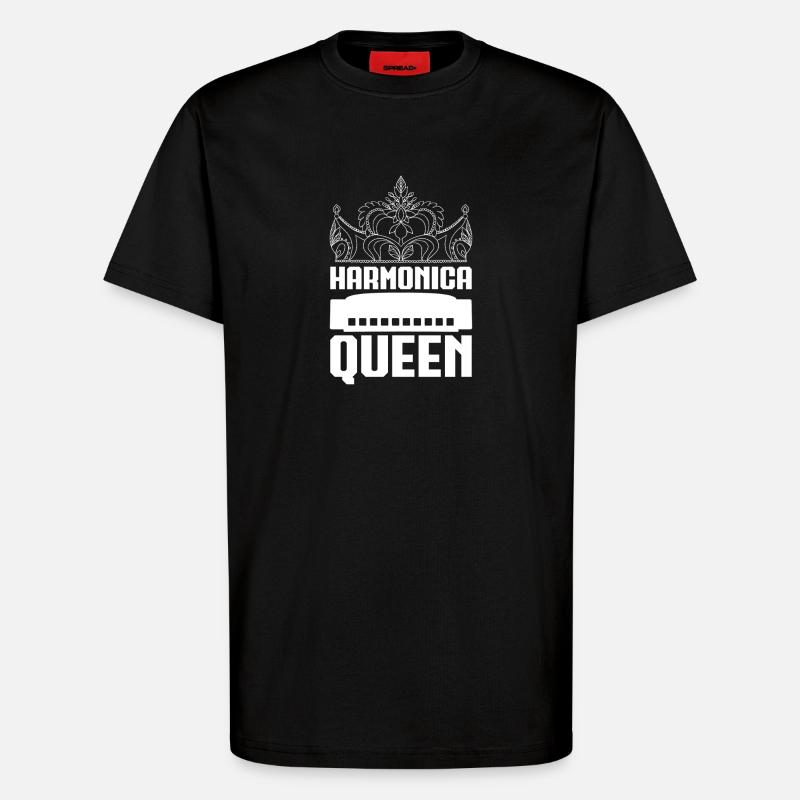 Harmonica Musican Queen Harmonica - T-shirt bio décontracté fabriqué en UE - SOLID BLACK