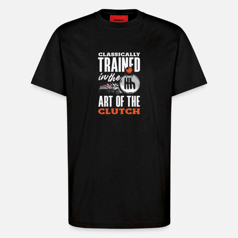 Manual car, classically trained - T-Shirt - made by SPREAD - SOLID BLACK