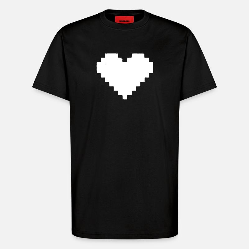 Pixel Herz 8-Bit Leben - T-Shirt - made by SPREAD - SOLID BLACK