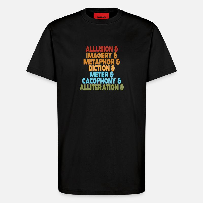 Literarische Mittel Typografie-Stack - T-Shirt - made by SPREAD - SOLID BLACK