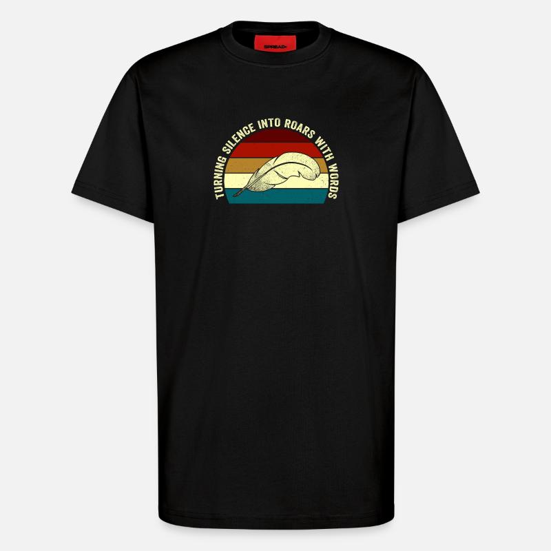 Roaring Words Feather Sunset - T-Shirt - made by SPREAD - SOLID BLACK