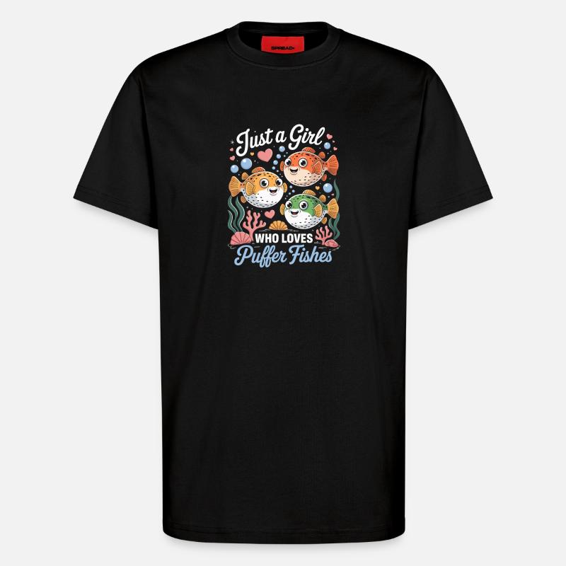 Pufferfische Mädchen Motiv - T-Shirt - made by SPREAD - SOLID BLACK