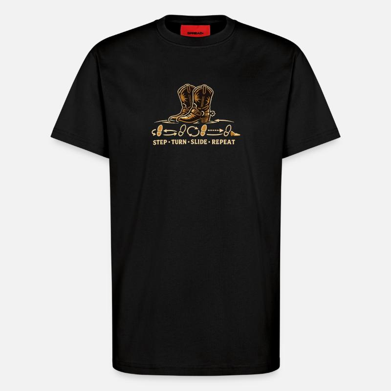 Line Dance Steps Boots - T-Shirt - made by SPREAD - SOLID BLACK