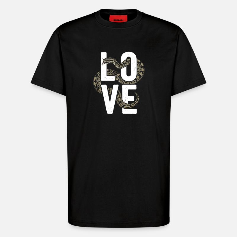 Königspython Schlangen LOVE Terrarium Python - T-Shirt - made by SPREAD - SOLID BLACK