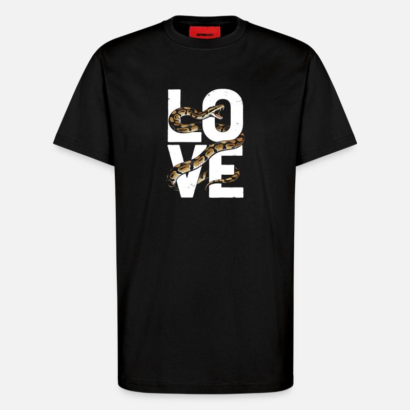Königspython Schlangen LOVE Terrarium Python - T-Shirt - made by SPREAD - SOLID BLACK