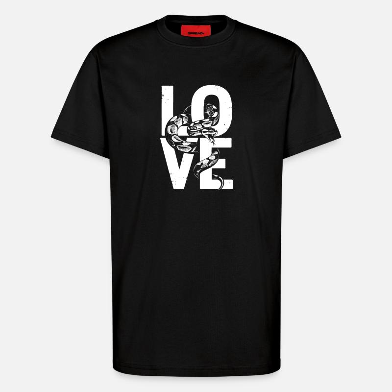 Königspython Schlangen LOVE Terrarium Python - T-Shirt - made by SPREAD - SOLID BLACK
