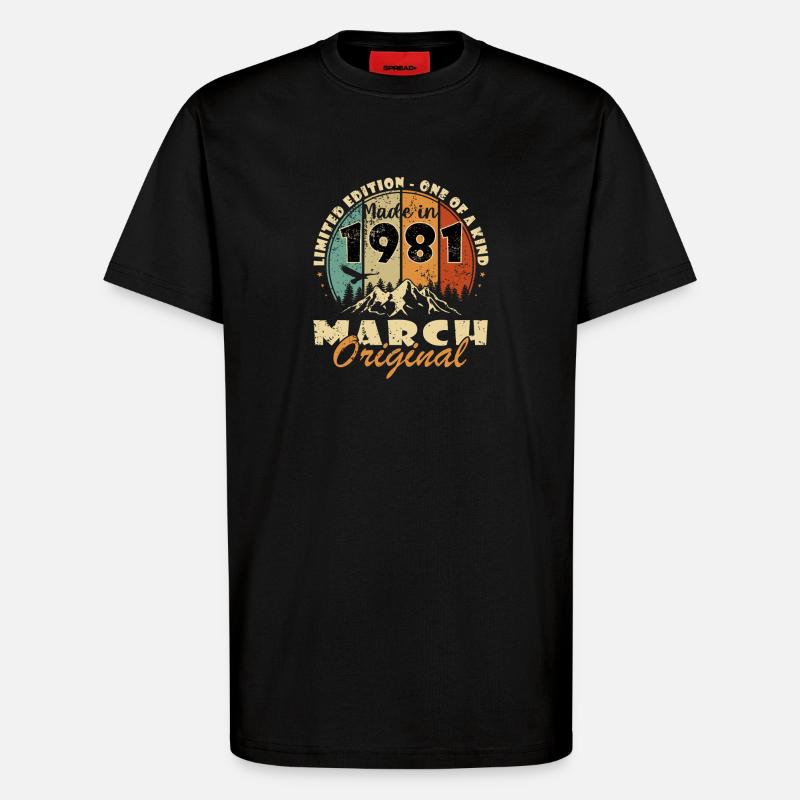 Mars 1981 Né mars 1981 - T-shirt bio décontracté fabriqué en UE - SOLID BLACK