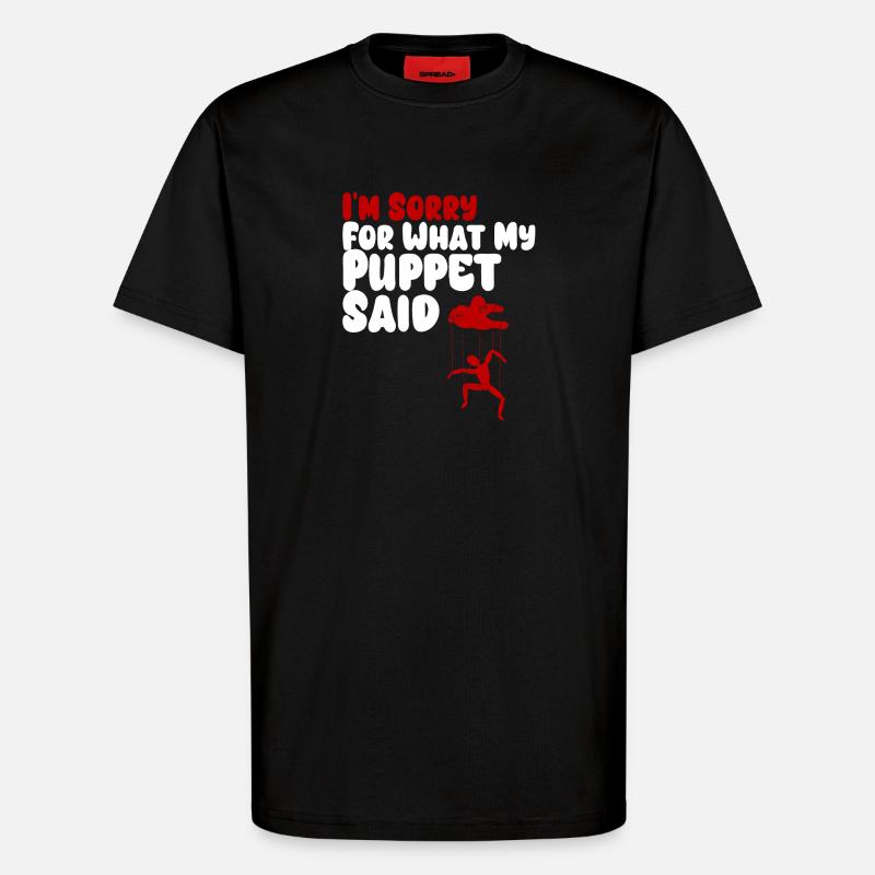 Puppet Confession on Strings - T-Shirt - made by SPREAD - SOLID BLACK