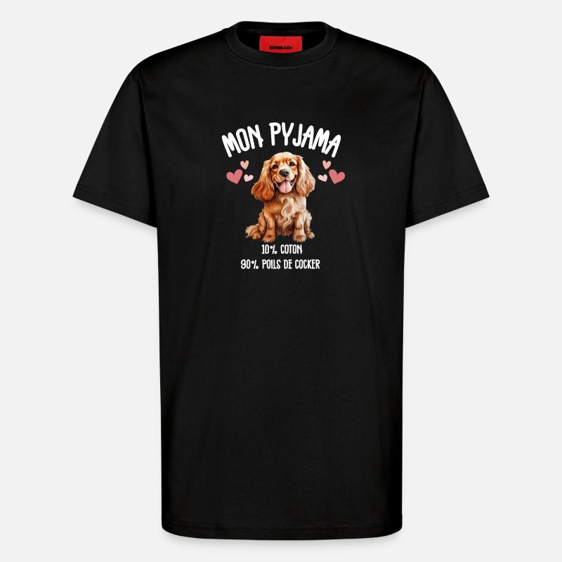Pyjama Chien Cocker Drôle - T-shirt bio décontracté fabriqué en UE - SOLID BLACK
