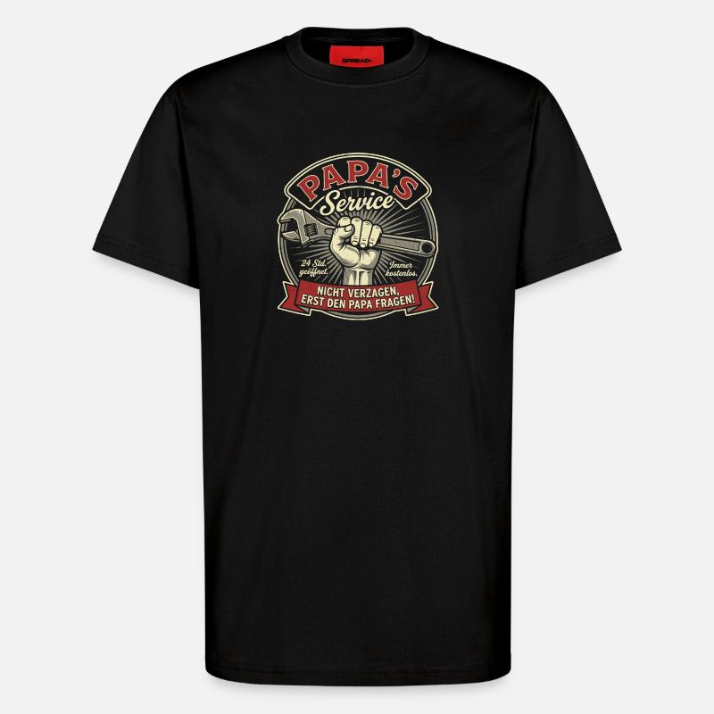 Papa's Service - Don't despair, ask Dad! - T-Shirt - made by SPREAD - SOLID BLACK