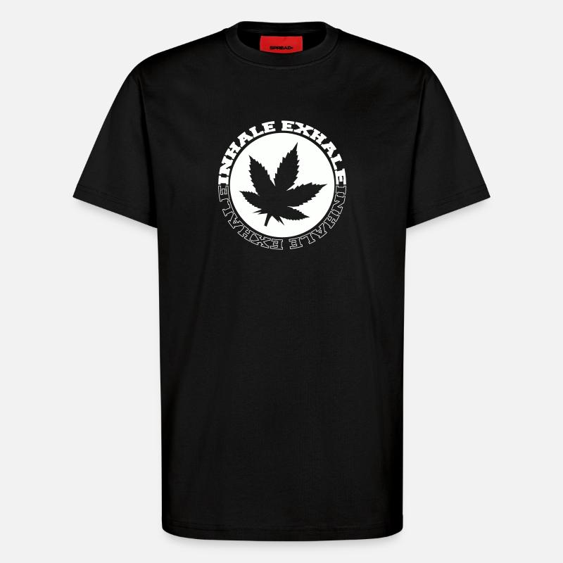 Logo rond de feuilles de cannabis - T-shirt bio décontracté fabriqué en UE - SOLID BLACK