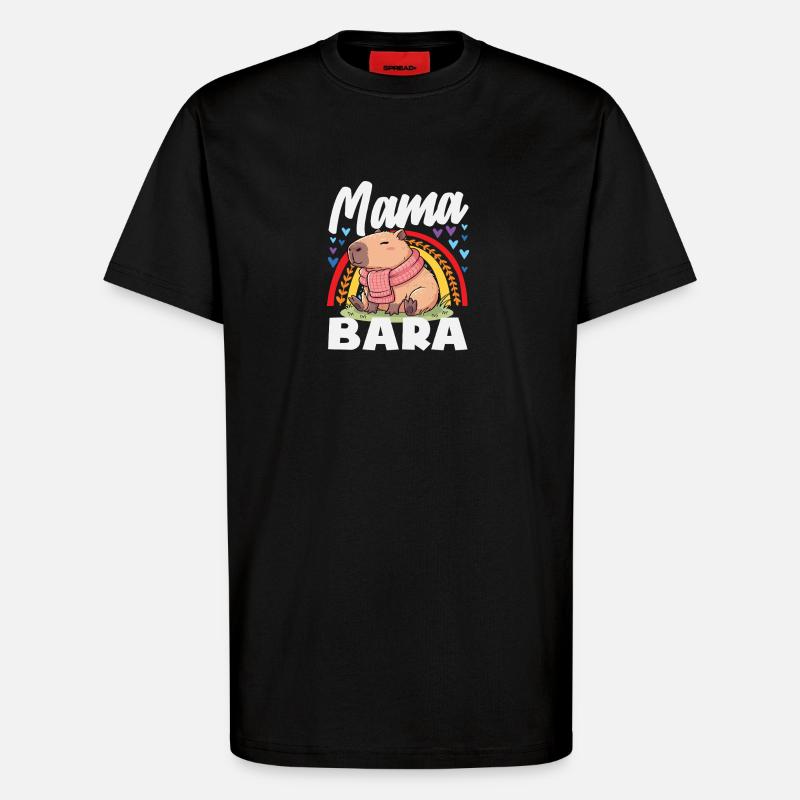 Boho Regenbogen Mama Bara Capybaras Niedlich - T-Shirt - made by SPREAD - SOLID BLACK