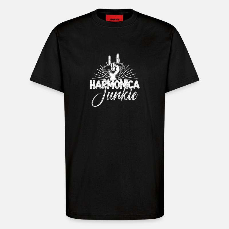 Harmonica Musican Junkie Harmonica - T-Shirt - made by SPREAD - SOLID BLACK