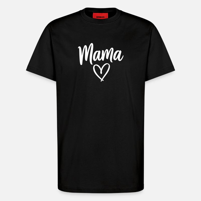 Mama Heart Script Logo - T-shirt bio décontracté fabriqué en UE - SOLID BLACK