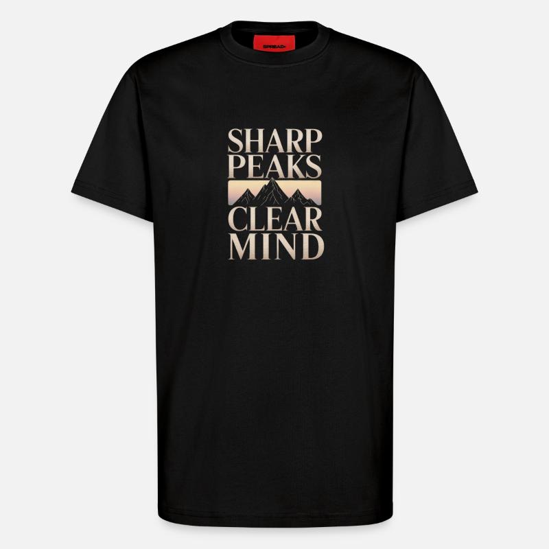 Sharp Peaks Clear Mind Mountain Design - T-Shirt - made by SPREAD - SOLID BLACK