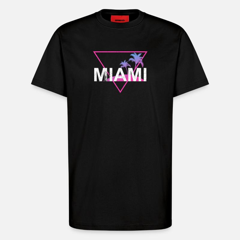Miami Neon Palmen Retro - T-Shirt - made by SPREAD - SOLID BLACK