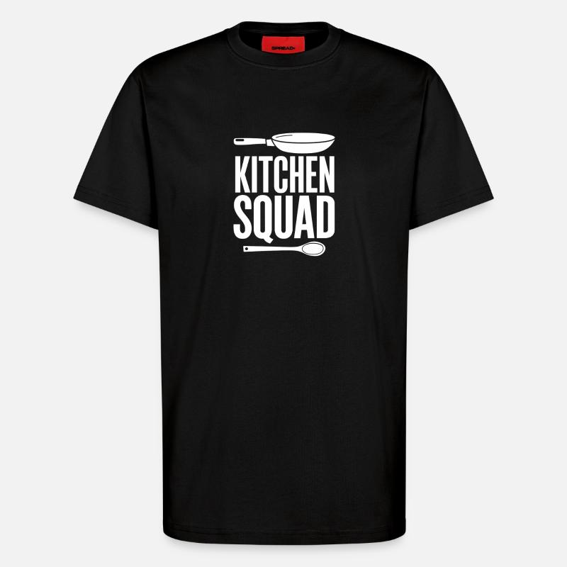 Kitchen Squad Kochteam Pfanne Kochlöffel - T-Shirt - made by SPREAD - SOLID BLACK