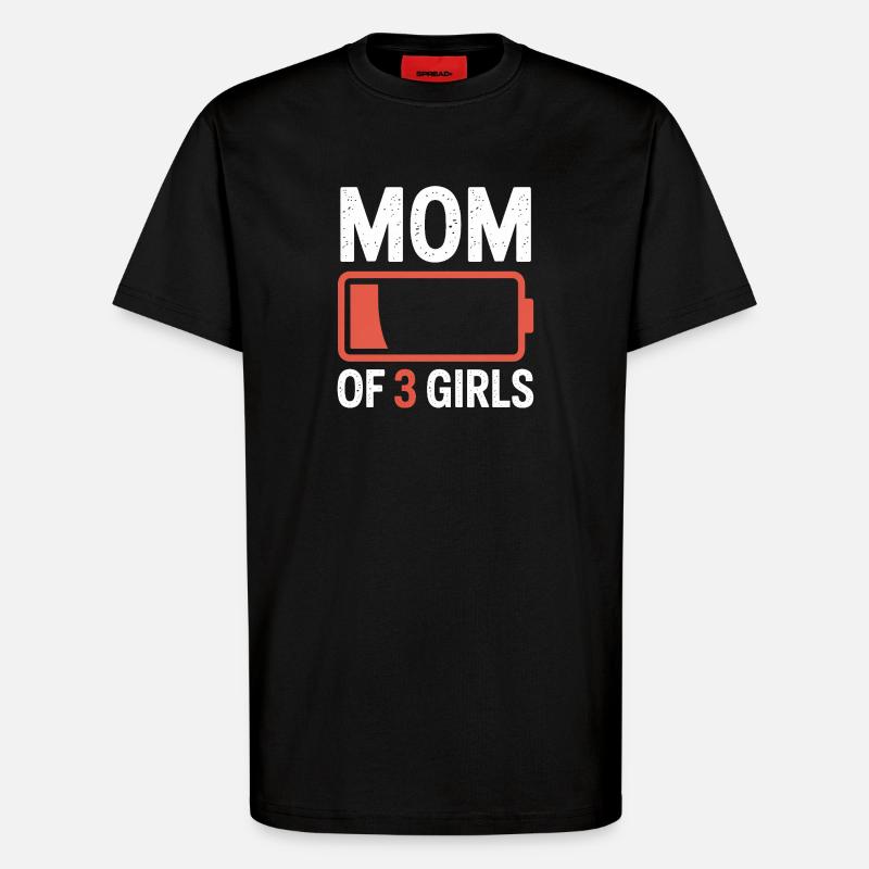 Mutter von 3 Mädchen Batterie-Ikon-Tee - T-Shirt - made by SPREAD - SOLID BLACK