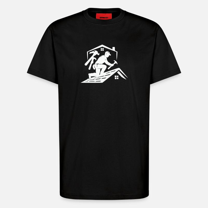 Dachdecker Silhouette am Dach - T-Shirt - made by SPREAD - SOLID BLACK