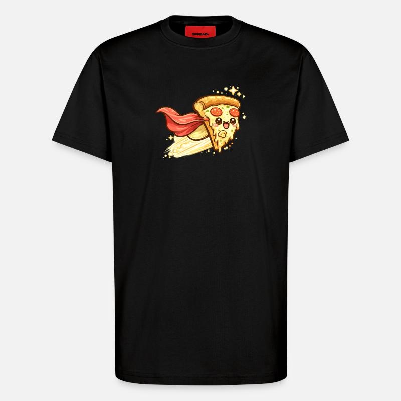 Pizzaheld mit Cape - T-Shirt - made by SPREAD - SOLID BLACK