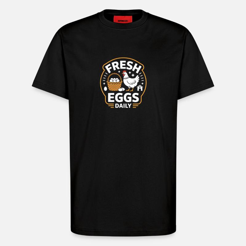 Fresh Eggs Daily Hühnerhalter Huhn - T-Shirt - made by SPREAD - SOLID BLACK