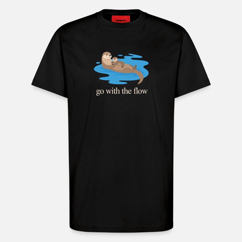 Otter-Duo geht mit dem Strom - T-Shirt - made by SPREAD - SOLID BLACK