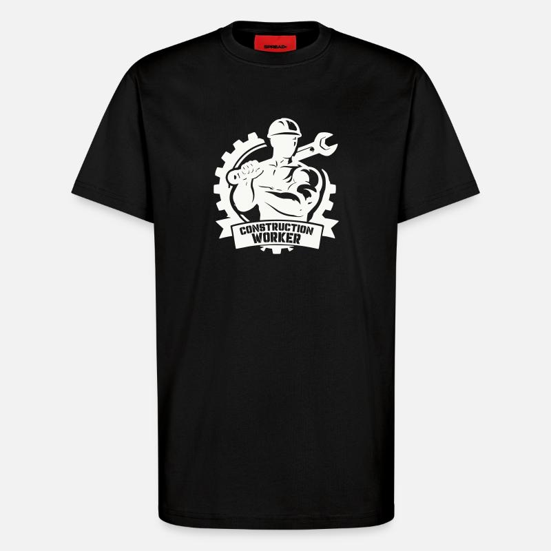 Ouvrier du bâtiment robuste avec engrenages - T-shirt bio décontracté fabriqué en UE - SOLID BLACK