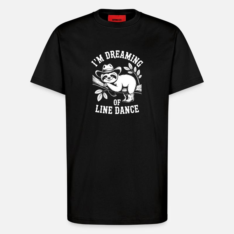 Faultier träumt von Line Dance - T-Shirt - made by SPREAD - SOLID BLACK