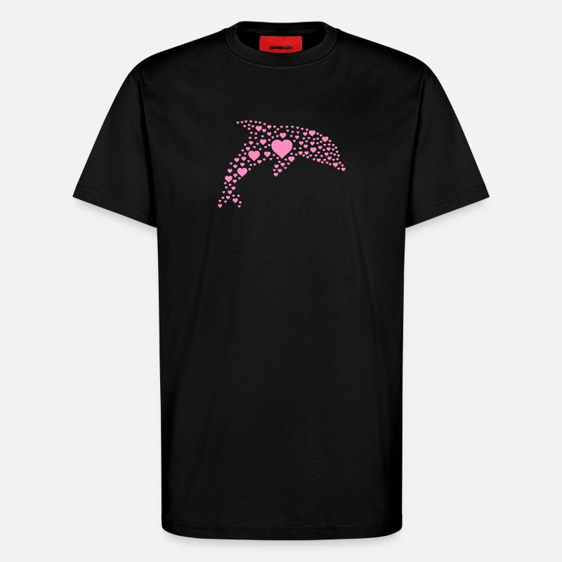 Delfin mit kleinen Herzen - T-Shirt - made by SPREAD - SOLID BLACK