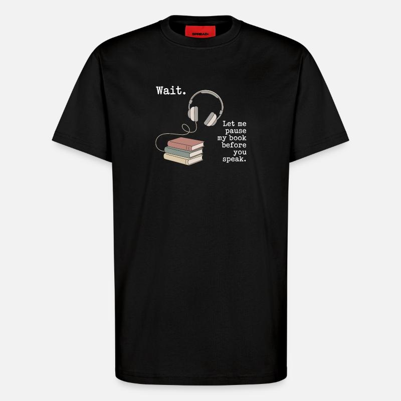 Hörbuch Kopfhörer Bücher - T-Shirt - made by SPREAD - SOLID BLACK