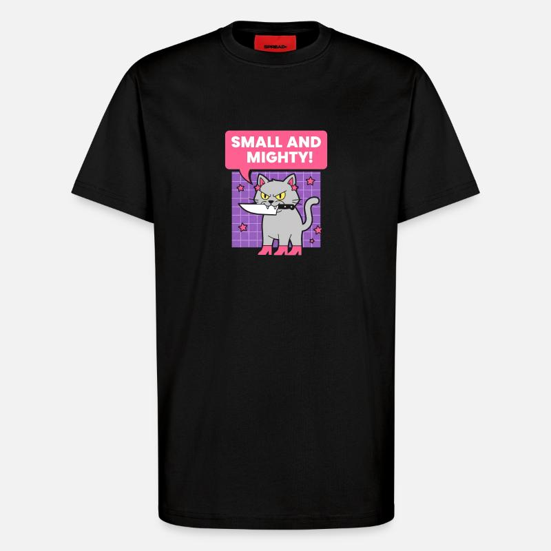 Design de petit chat puissant - T-shirt bio décontracté fabriqué en UE - SOLID BLACK