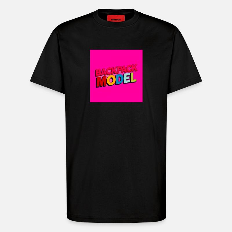 Backpack Model Neon Text - T-Shirt - made by SPREAD - SOLID BLACK