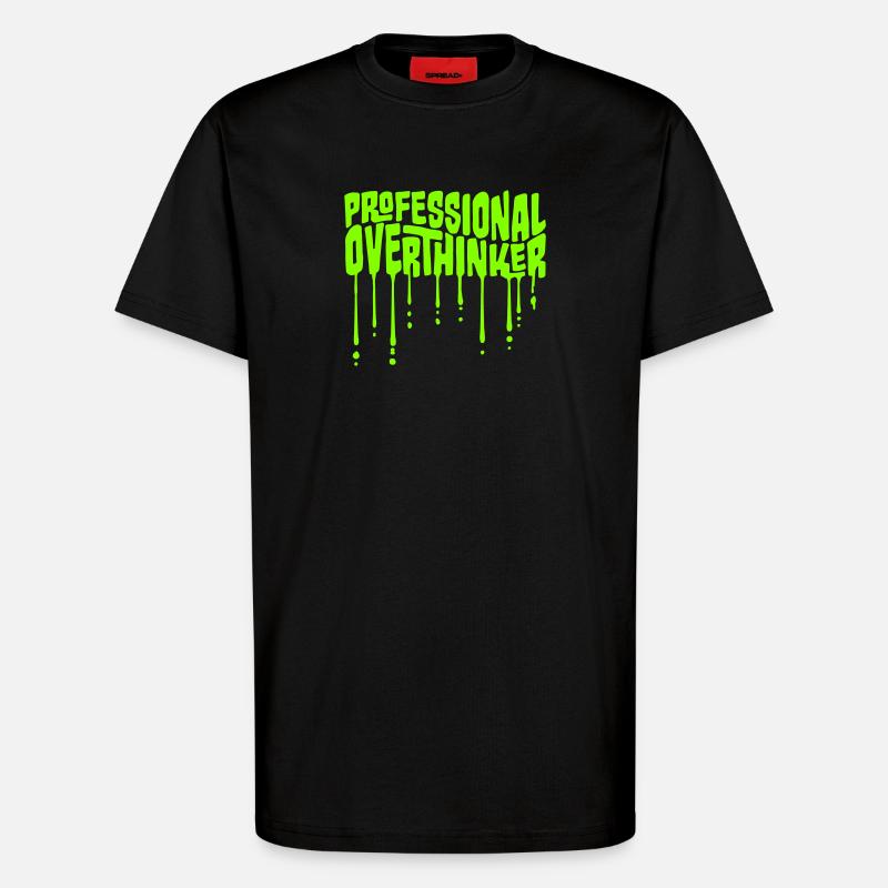 Professional Overthinker Funny Brooding Anxiety Logo - T-Shirt - made by SPREAD - SOLID BLACK