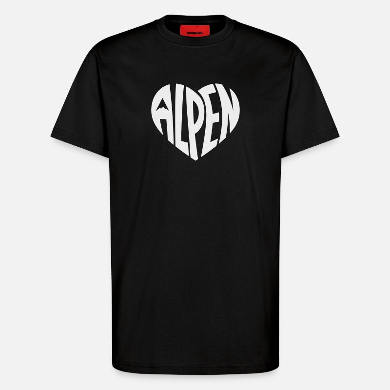 Alpen Herzdesign - Designfarbe variabel - T-Shirt - made by SPREAD - SOLID BLACK