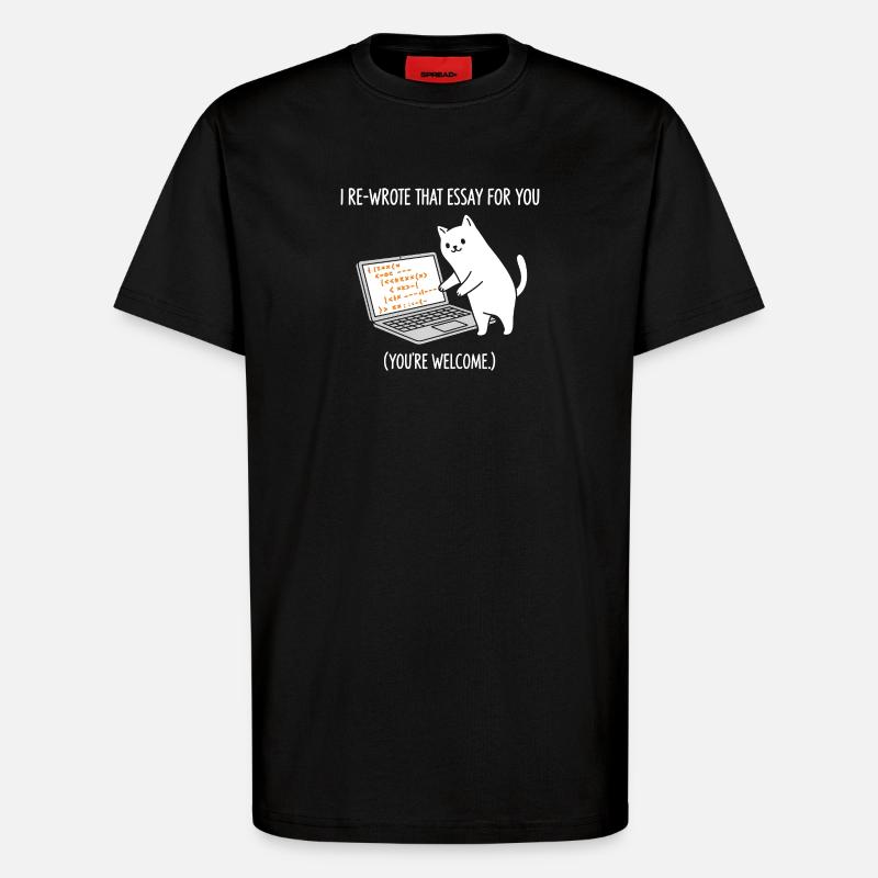 Code-Katze erklärt Aufgaben - T-Shirt - made by SPREAD - SOLID BLACK