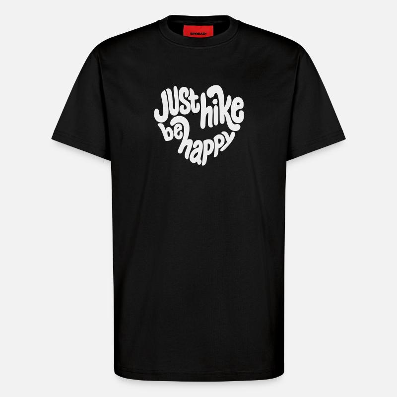 Lettrage Just Hike Be Happy - T-shirt bio décontracté fabriqué en UE - SOLID BLACK