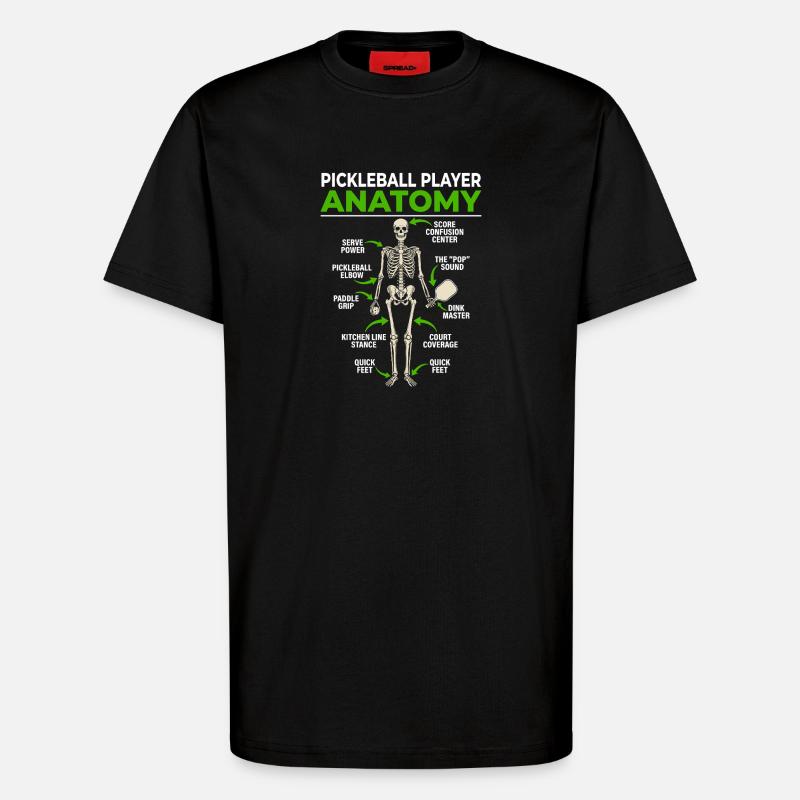 Pickleball Anatomie Illustration Davinci - T-Shirt - made by SPREAD - SOLID BLACK