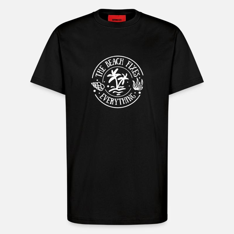 the beach fixes everything - T-Shirt - made by SPREAD - SOLID BLACK