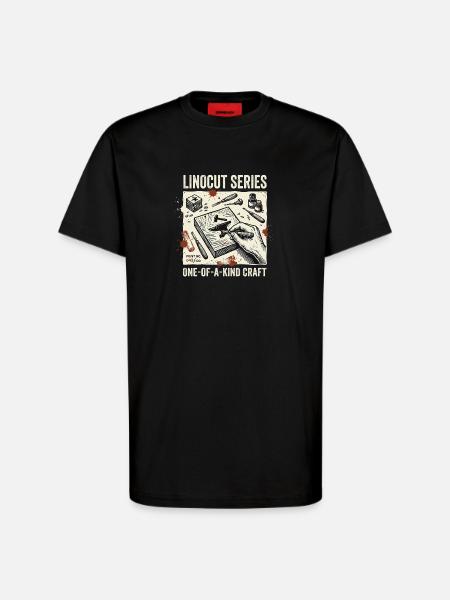 Série Linograv - T-shirt bio décontracté fabriqué en UE - SOLID BLACK